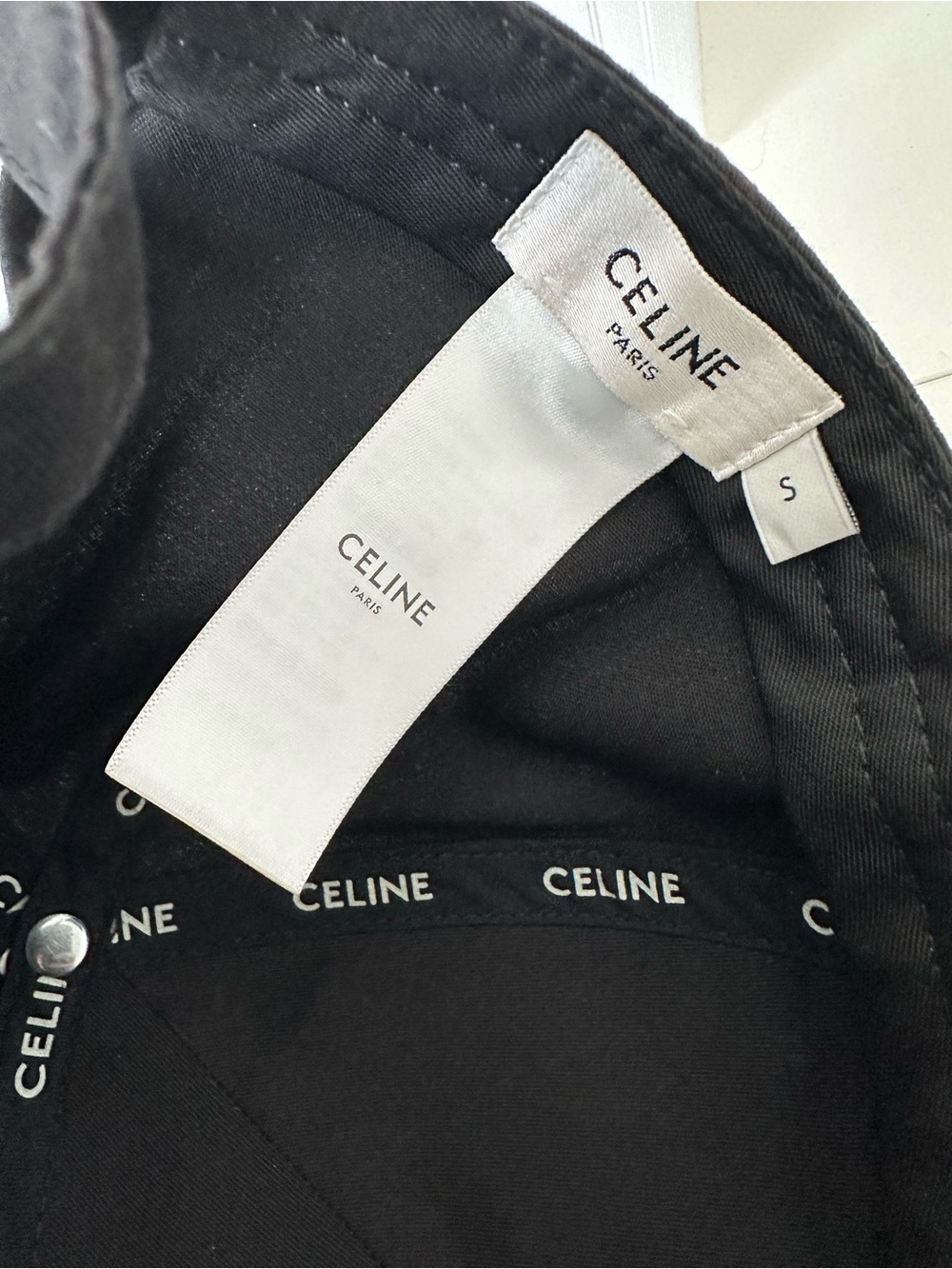 Celine Paris Black White Logo Cotton Drill Baseball Cap Hat Size S Authentic - Picture 3 of 7
